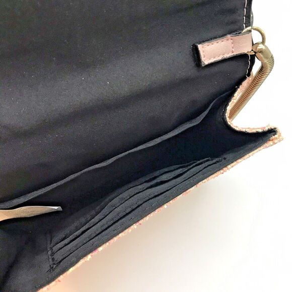 Madden Girl Pink Glitter Crossbody Bag Adjustable Strap Pockets Sparkly Evening - Picture 9 of 9